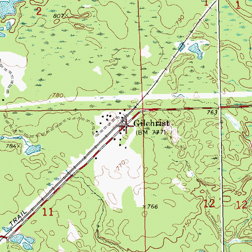 Topographic Map of Gilchrist, MI