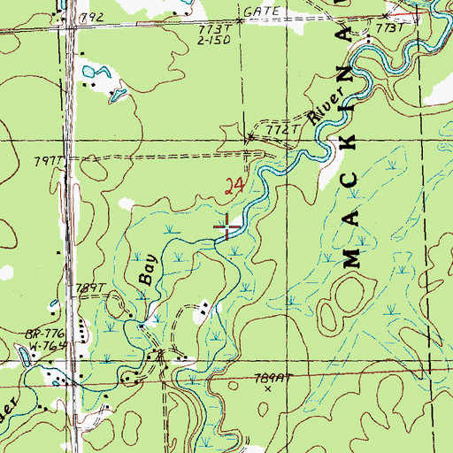 Topographic Map of Gilchrist Creek, MI