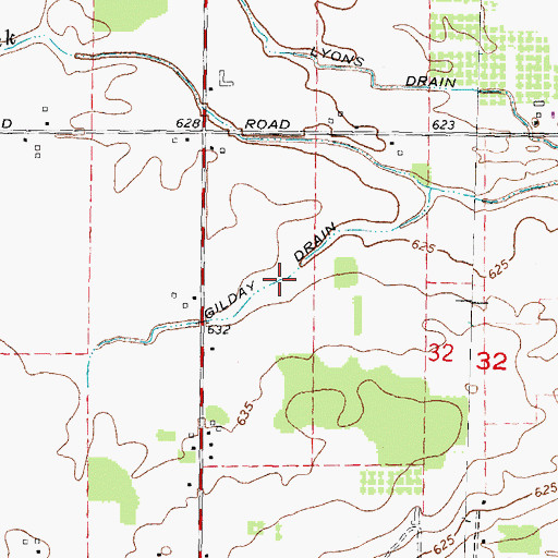 Topographic Map of Gilday Drain, MI