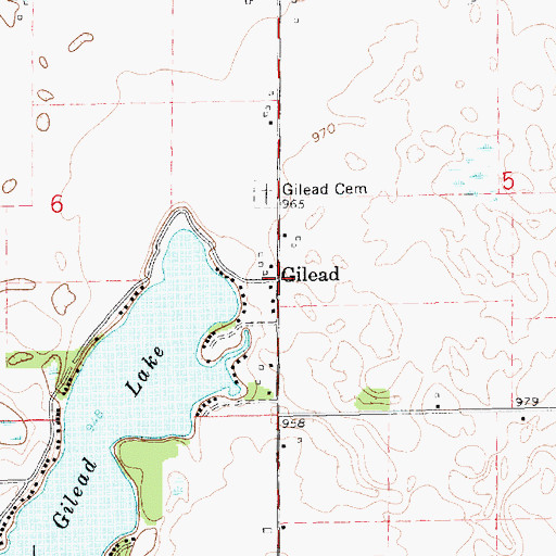 Topographic Map of Gilead, MI