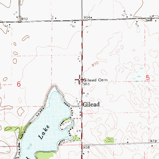 Topographic Map of Gilead Cemetery, MI