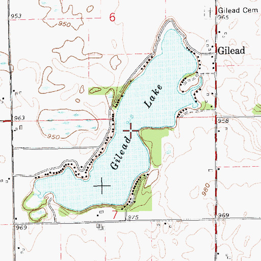 Topographic Map of Gilead Lake, MI