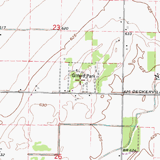 Topographic Map of Gilford Park, MI
