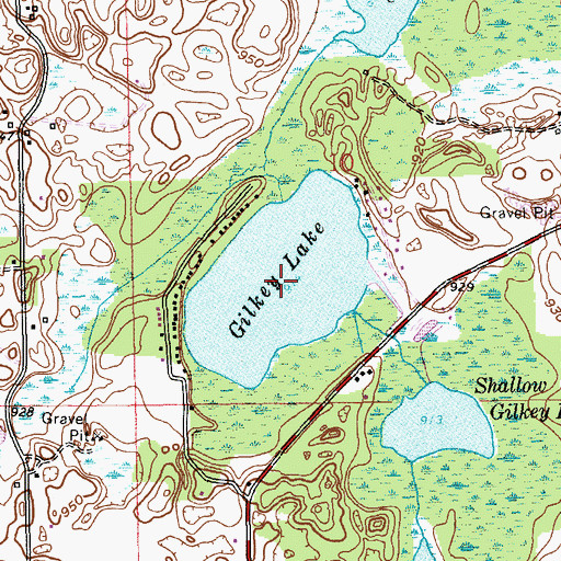 Topographic Map of Gilkey Lake, MI