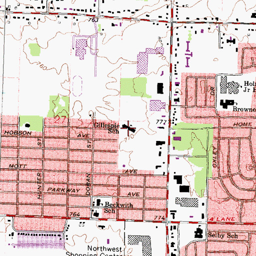 Topographic Map of Gillespie School, MI