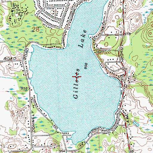 Topographic Map of Gilletts Lake, MI