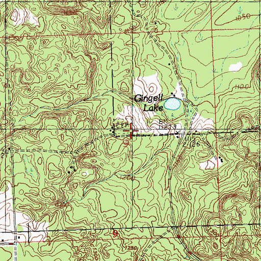 Topographic Map of Gingell Cemetery, MI