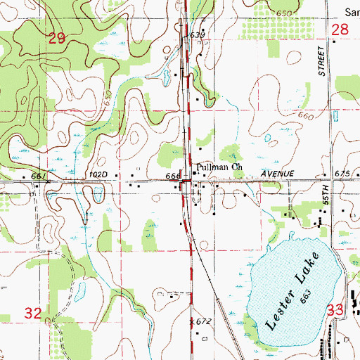 Topographic Map of Gingerbread Church, MI