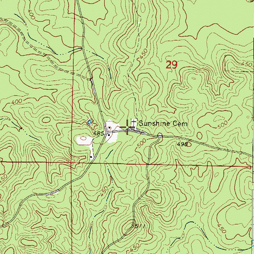 Topographic Map of Sunshine Methodist Church (historical), AR