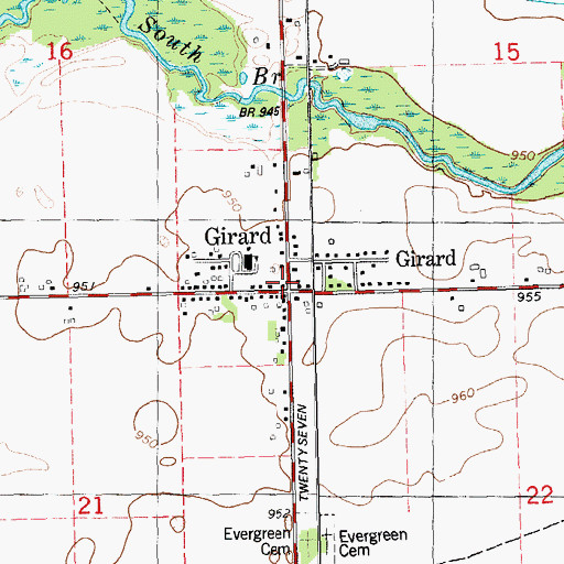 Topographic Map of Girard, MI