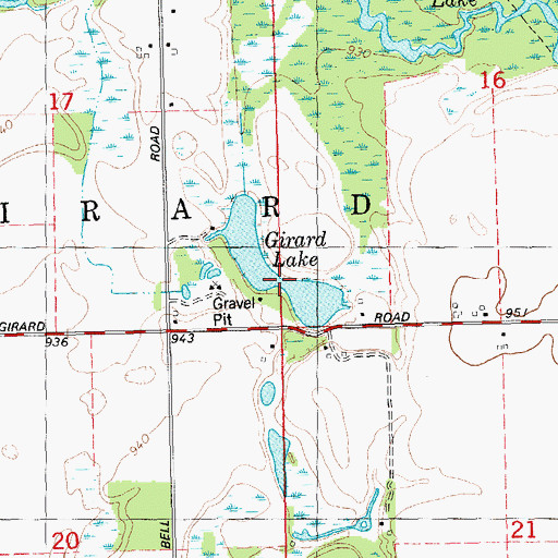 Topographic Map of Girard Lake, MI