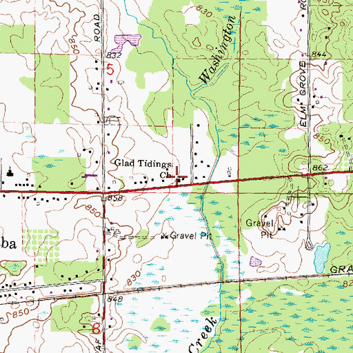Topographic Map of Glad Tidings Church, MI