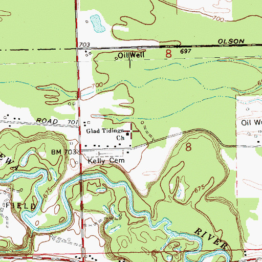Topographic Map of Glad Tidings Church, MI