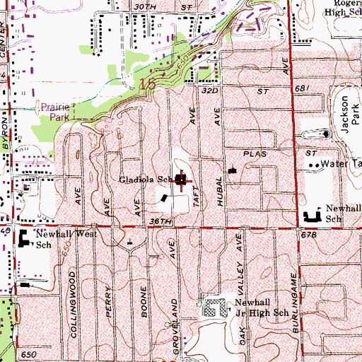 Topographic Map of Gladiola School, MI