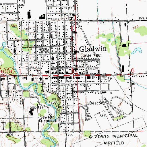 Topographic Map of Gladwin, MI