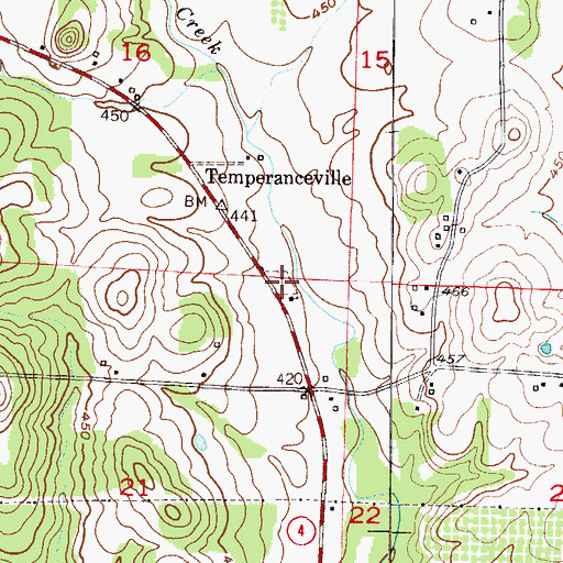 Topographic Map of Temperanceville Cemetery, AR