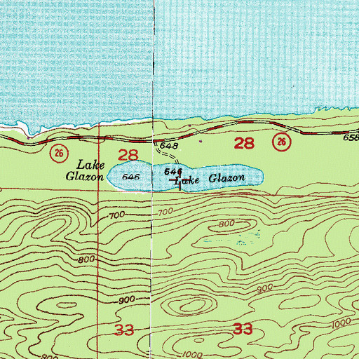 Topographic Map of Lake Glazon, MI