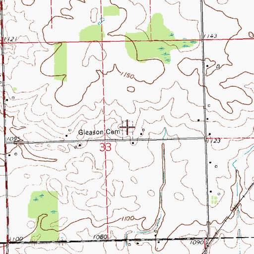 Topographic Map of Gleason Cemetery, MI