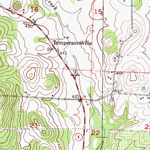 Topographic Map of Temperanceville Church, AR