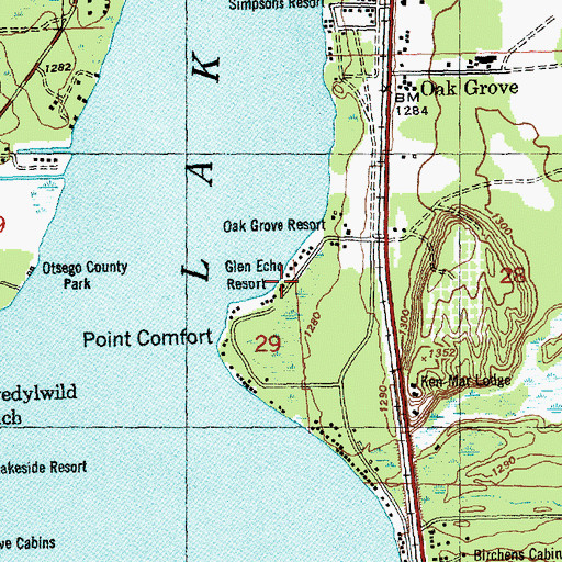 Topographic Map of Glen Echo Resort, MI