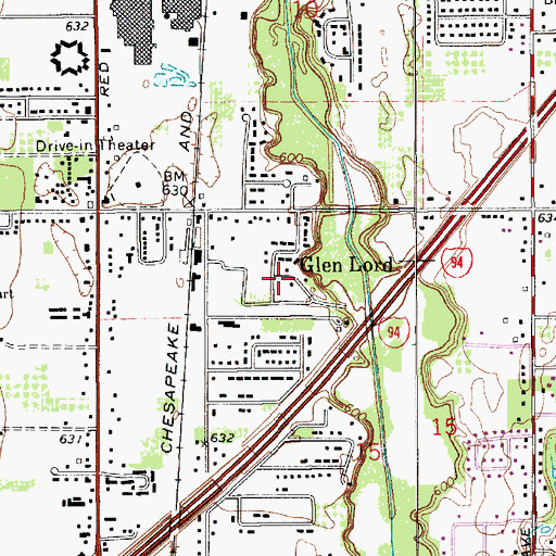 Topographic Map of Glen Lord, MI