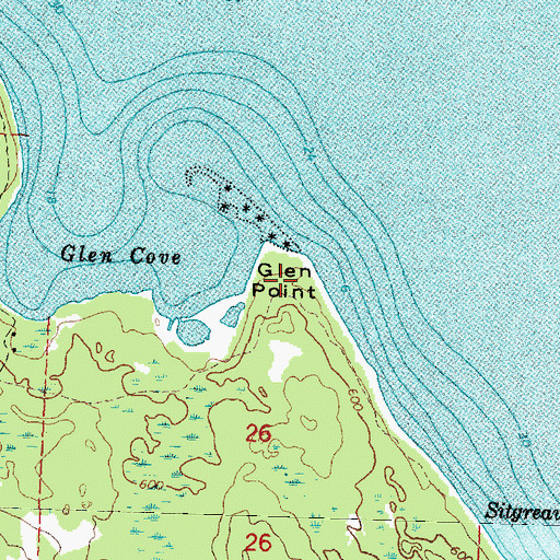 Topographic Map of Glen Point, MI