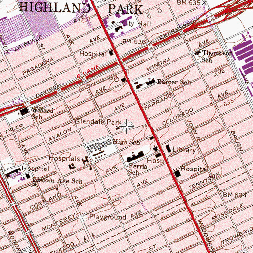 Topographic Map of Glendale Park, MI