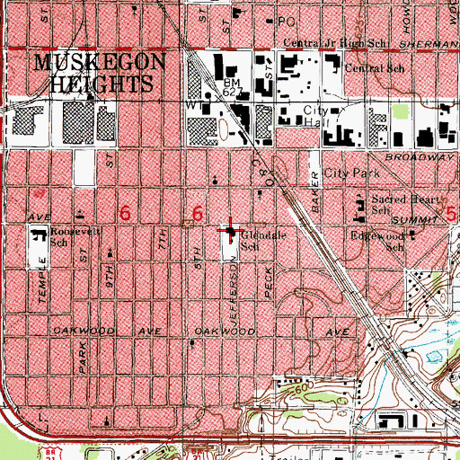 Topographic Map of Glendale School, MI