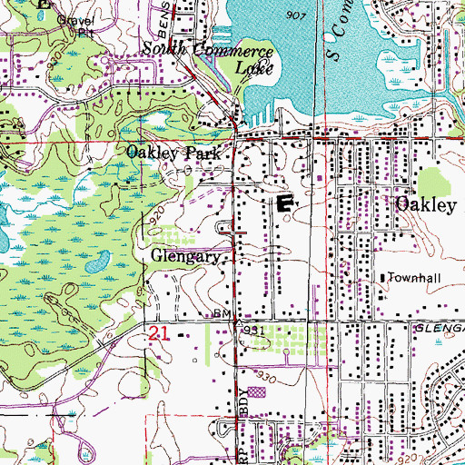 Topographic Map of Glengary, MI