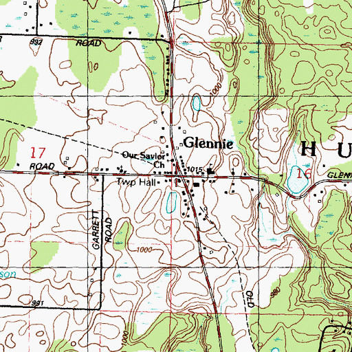 Topographic Map of Glennie, MI