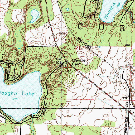 Topographic Map of Glennie Cemetery, MI