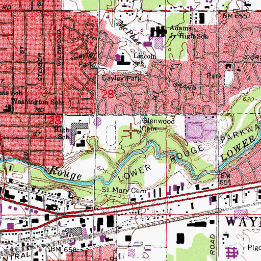 Topographic Map of Glenwood Cemetery, MI
