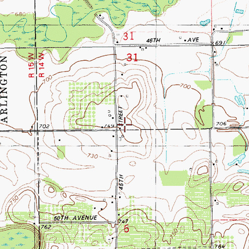Topographic Map of Gliddenberg School, MI