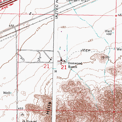 Topographic Map of Ironwood Ranch, AZ