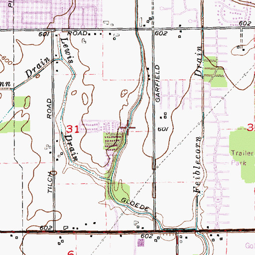 Topographic Map of Gloede Ditch, MI