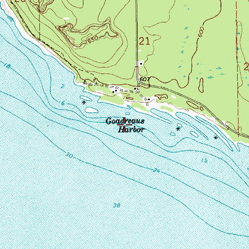 Topographic Map of Goadreaus Harbor, MI