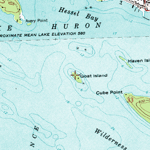 Topographic Map of Goat Island, MI