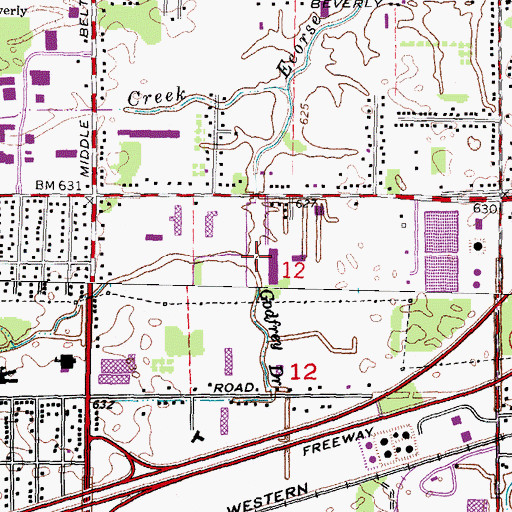 Topographic Map of Godfrey Drain, MI