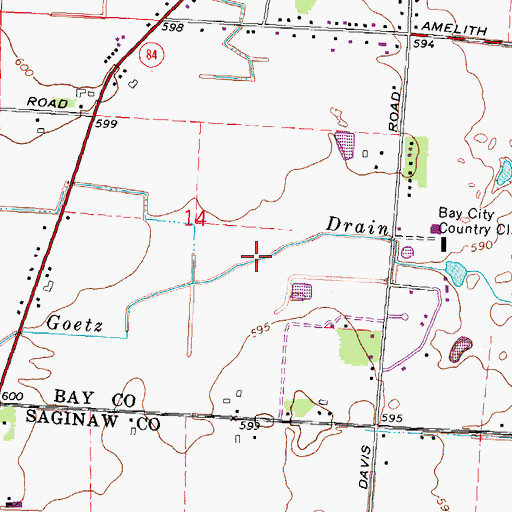 Topographic Map of Goetz Drain, MI