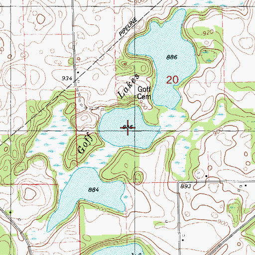 Topographic Map of Goff Lakes, MI