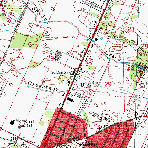 Topographic Map of Golden School, MI