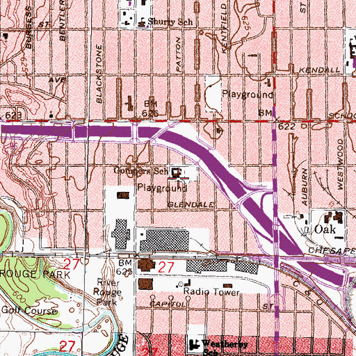 Topographic Map of Gompers School, MI