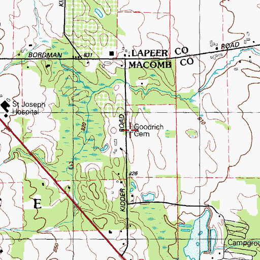 Topographic Map of Goodrich Cemetery, MI