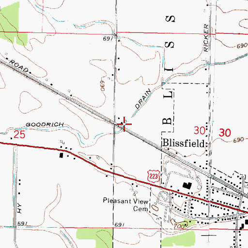 Topographic Map of Goodrich Drain, MI