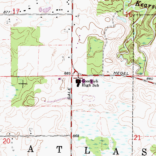 Topographic Map of Goodrich High School, MI