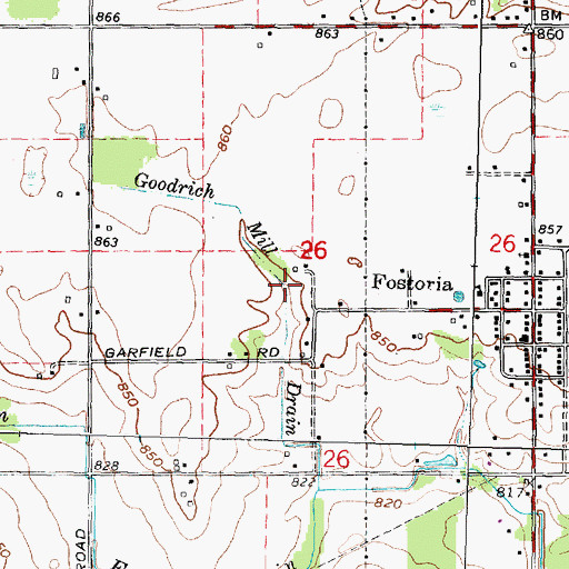 Topographic Map of Goodrich Mill Drain, MI