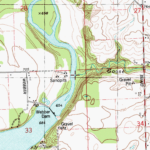 Topographic Map of Goose Creek, MI