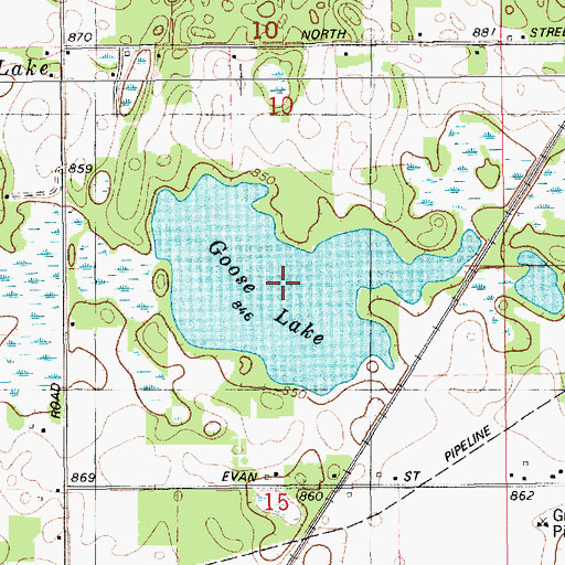 Topographic Map of Goose Lake, MI