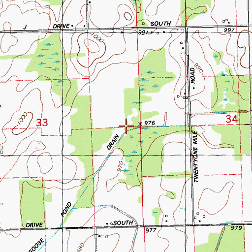 Topographic Map of Goose Pond Drain, MI