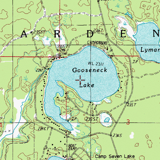 Topographic Map of Gooseneck Lake, MI